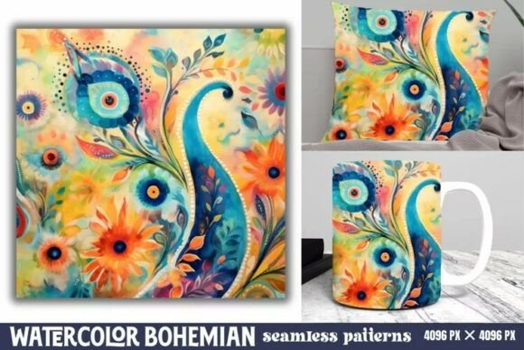 Download Seamless Watercolor Bohemian Pattern - Bohemian Collection