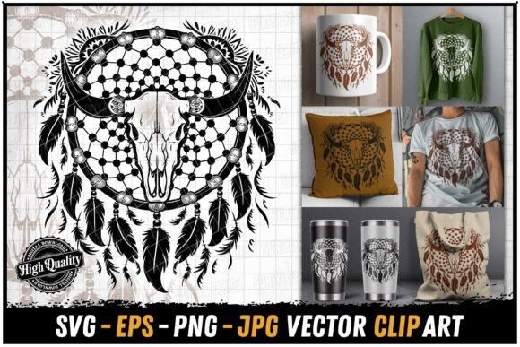 Download Native Dreamcatcher Tattoo Cow Skull SVG - Tattoo Collection
