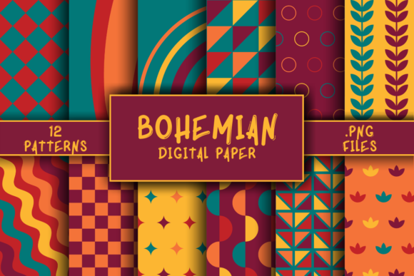 Download Bohemian Pattern Digital Paper - Bohemian Collection