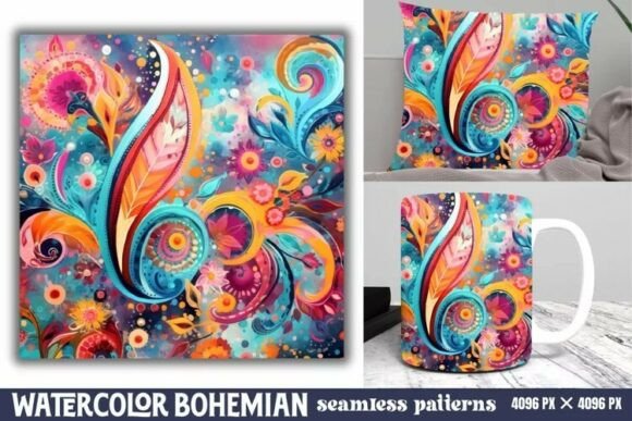 Download Seamless Watercolor Bohemian Pattern - Bohemian Collection