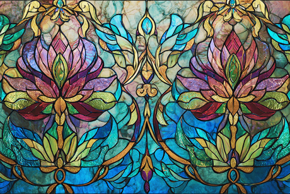 Download Lotus Stained Glass Ornamental Art - Premium Resources